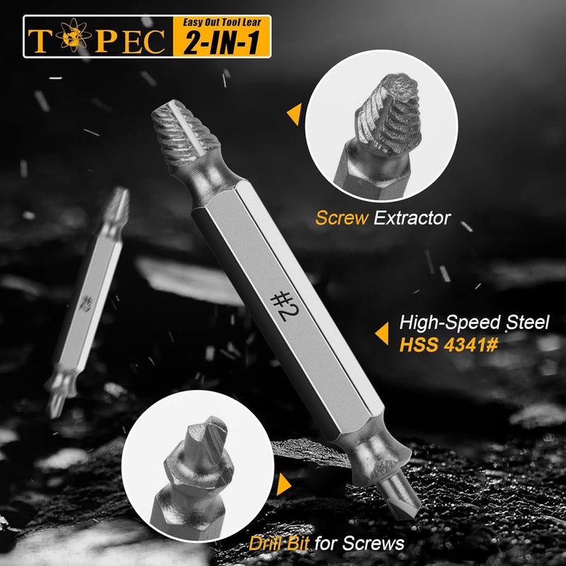 Topec 21 PCS Bolt Extractor Kit, 3/8" Drive Bolt & Nut Remover Socket Set, HSS 4341 Small Screw Extractor Set, 2-in-1 Removal Tool for Stripped, Broken, Damaged, Rounded Nuts, Screws - Image 5